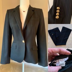 Zara Black Pinstripe Blazer with Gold Buttons